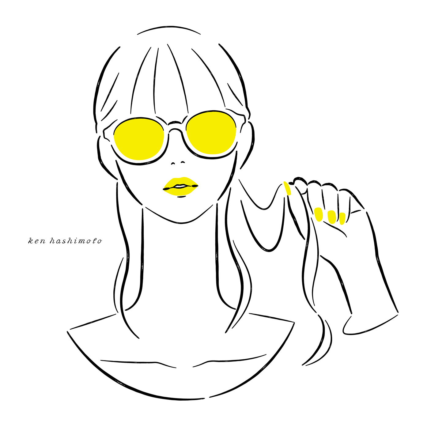 サングラスをかけた女性イラスト