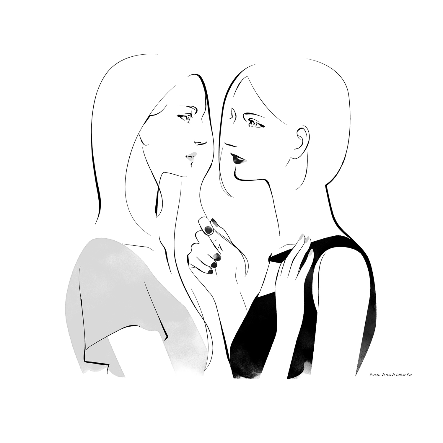 向き合う二人の女性イラスト